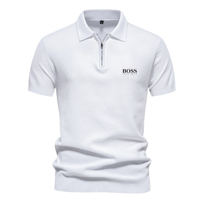 BOSS™ Short-Sleeve Polo with Half-Zip